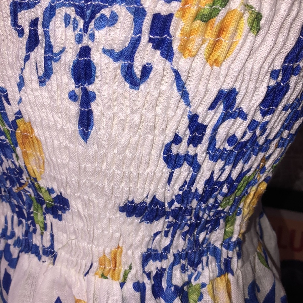 Mogador Ana Capri  Linen White Lemon-Print Midi Dress Size S - Picture 10 of 11
